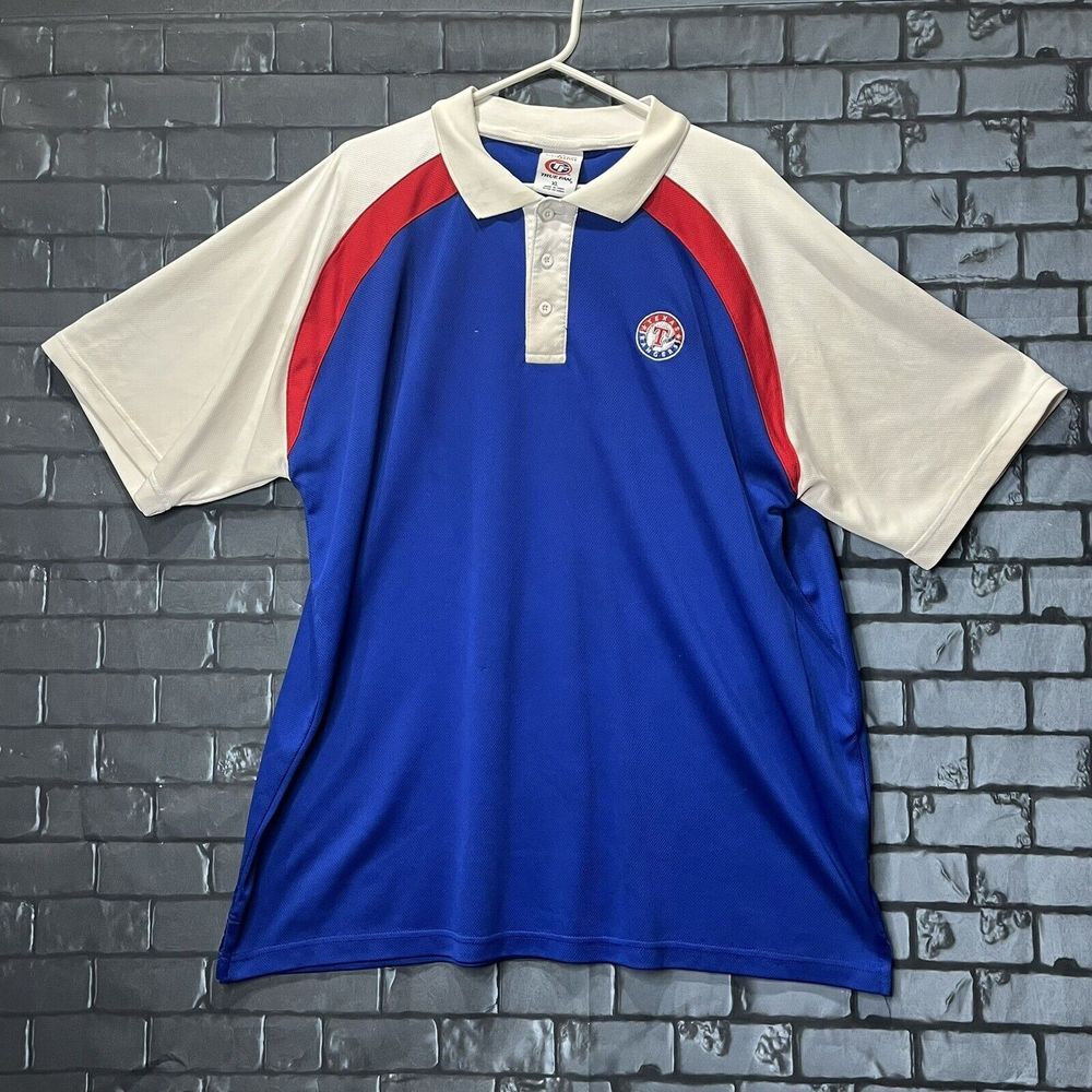 Texas Rangers True Fan Polo‎ Shirt Men's XL Baseball MLB Short Sleeve